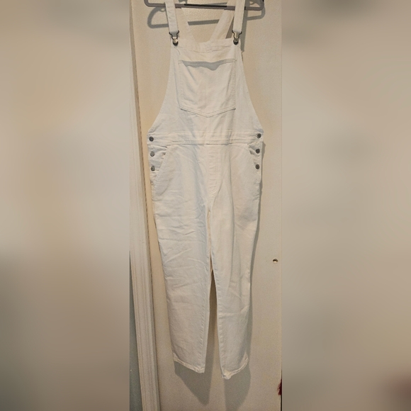 Old Navy Women's White Denim Overalls 16 New Without Tags - Picture 1 of 4